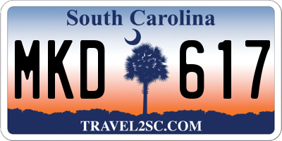 SC license plate MKD617