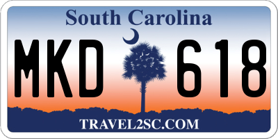 SC license plate MKD618