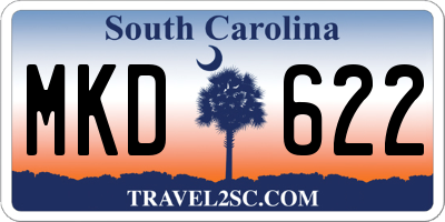 SC license plate MKD622