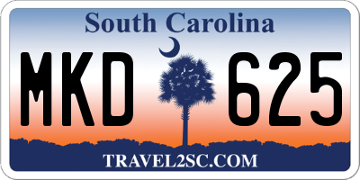 SC license plate MKD625