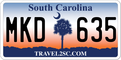 SC license plate MKD635