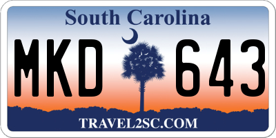 SC license plate MKD643