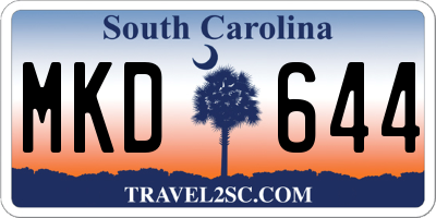 SC license plate MKD644