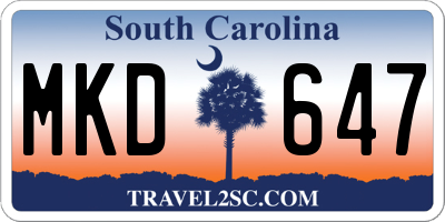 SC license plate MKD647