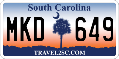 SC license plate MKD649