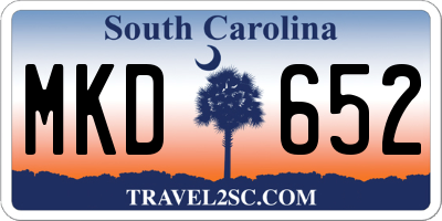 SC license plate MKD652