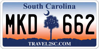 SC license plate MKD662