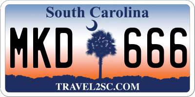 SC license plate MKD666