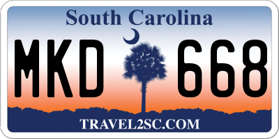 SC license plate MKD668