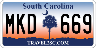 SC license plate MKD669
