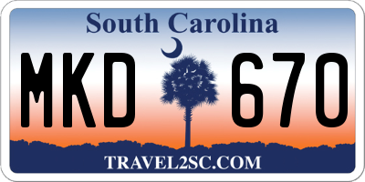 SC license plate MKD670