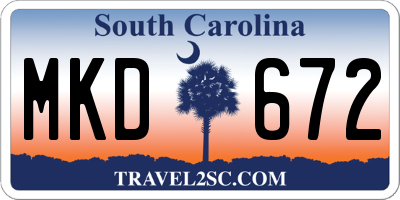 SC license plate MKD672