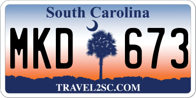 SC license plate MKD673
