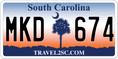 SC license plate MKD674