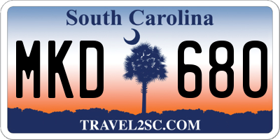 SC license plate MKD680