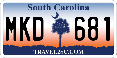 SC license plate MKD681