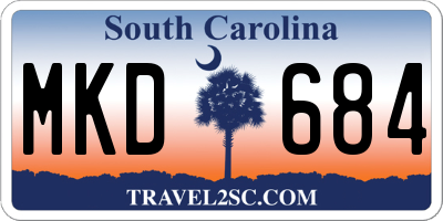SC license plate MKD684