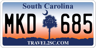 SC license plate MKD685
