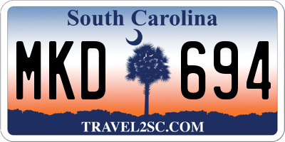 SC license plate MKD694