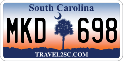 SC license plate MKD698