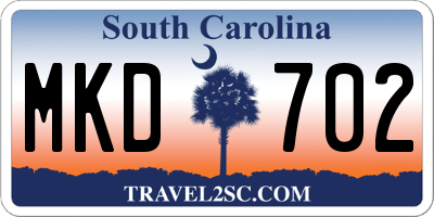 SC license plate MKD702