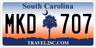 SC license plate MKD707