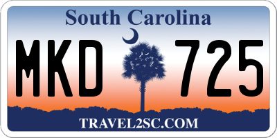 SC license plate MKD725