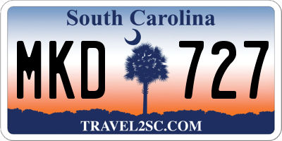SC license plate MKD727