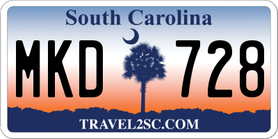 SC license plate MKD728