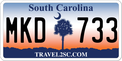 SC license plate MKD733