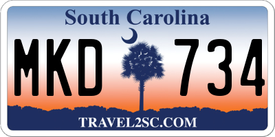 SC license plate MKD734