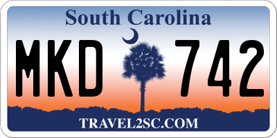 SC license plate MKD742