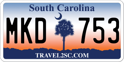 SC license plate MKD753