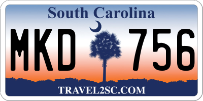 SC license plate MKD756