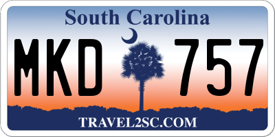 SC license plate MKD757