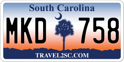 SC license plate MKD758