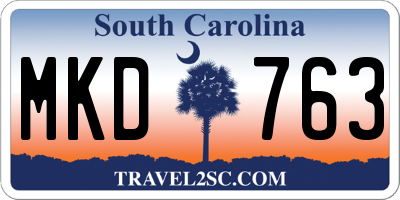 SC license plate MKD763