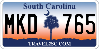 SC license plate MKD765