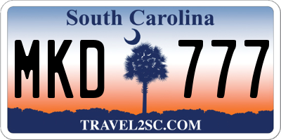 SC license plate MKD777