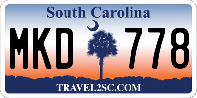 SC license plate MKD778
