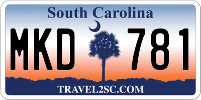 SC license plate MKD781