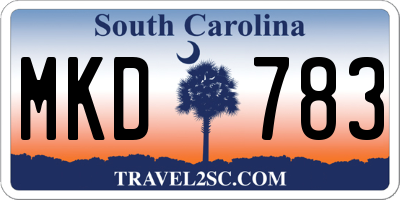 SC license plate MKD783