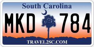 SC license plate MKD784