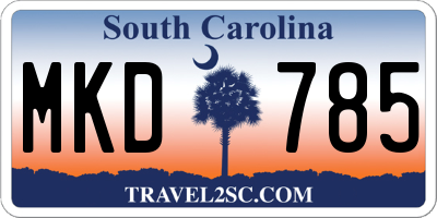 SC license plate MKD785