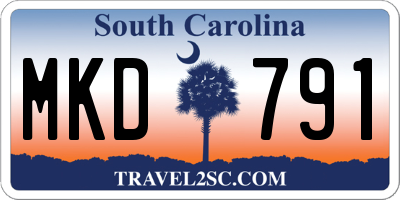 SC license plate MKD791