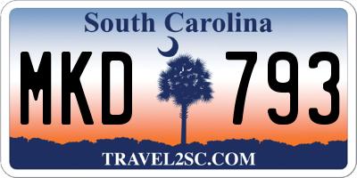 SC license plate MKD793