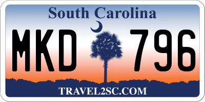 SC license plate MKD796