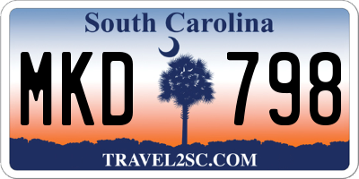 SC license plate MKD798