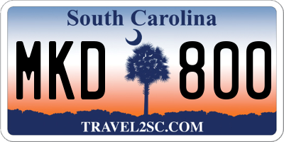 SC license plate MKD800