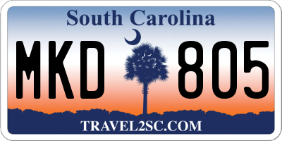 SC license plate MKD805